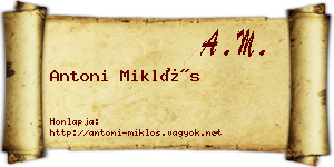 Antoni Miklós névjegykártya