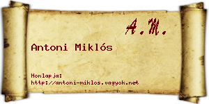 Antoni Miklós névjegykártya