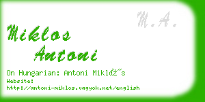 miklos antoni business card